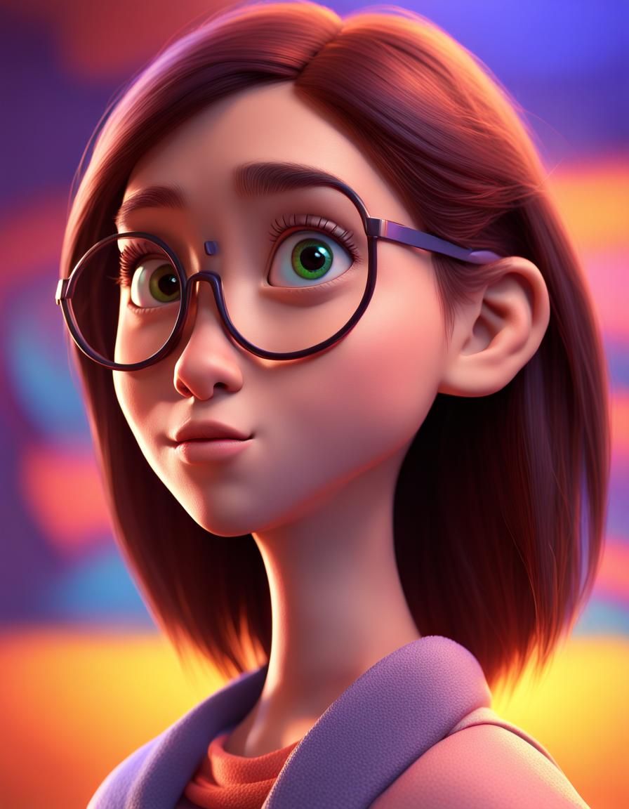Girl's Face in Pixar Style 3D Art