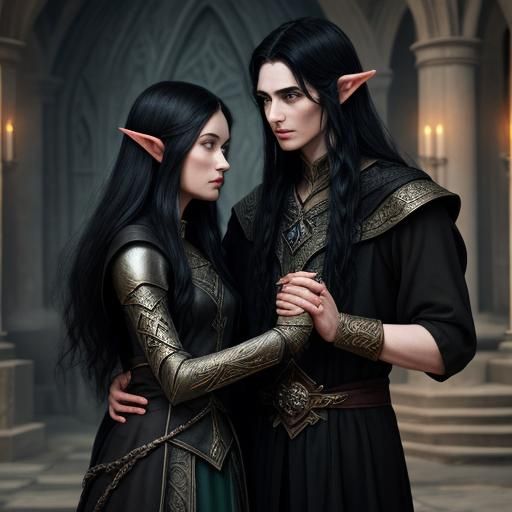 Romantic Elven Sorceress with God of Death