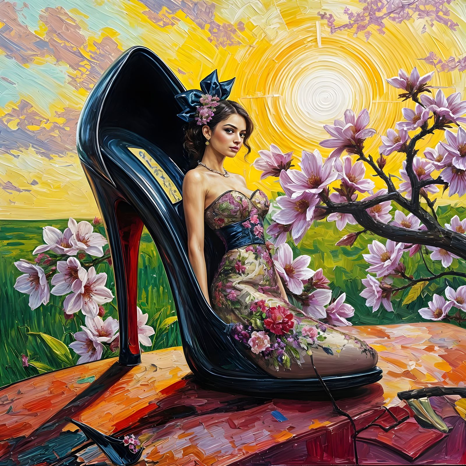Fashionista Shoe in Neo-Impressionist Impasto Style
