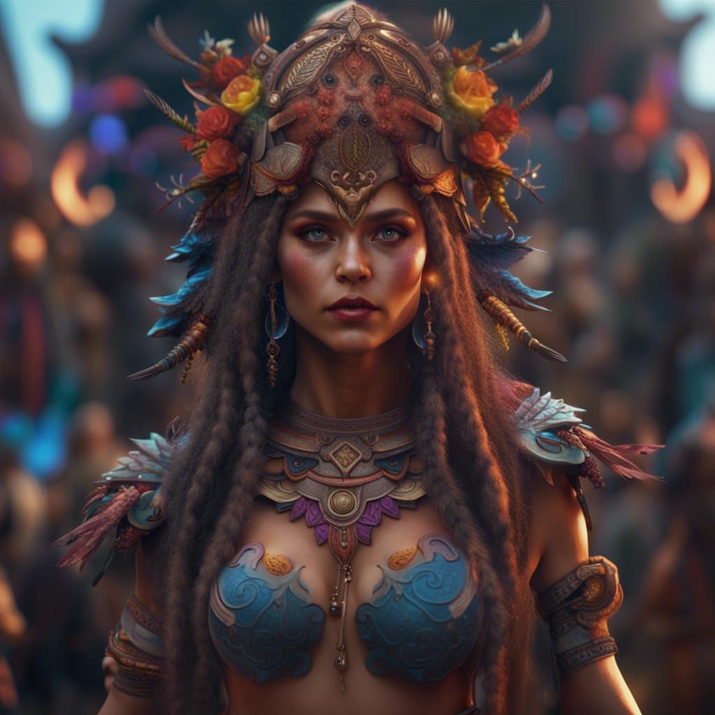 Festival Woman in Detailed Matte Painting