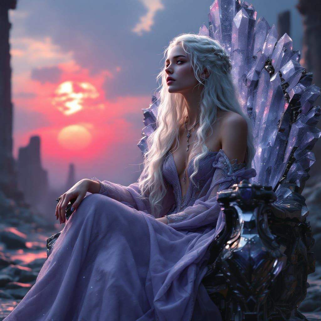 Targaryen Princess on Crystal Throne in Old Valyria