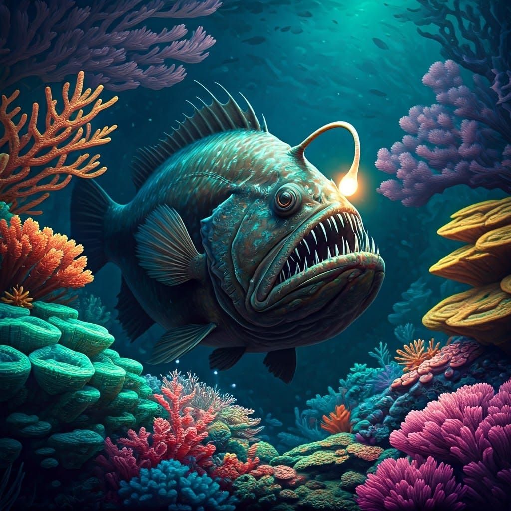 Anglerfish in Mystical Coral Reef