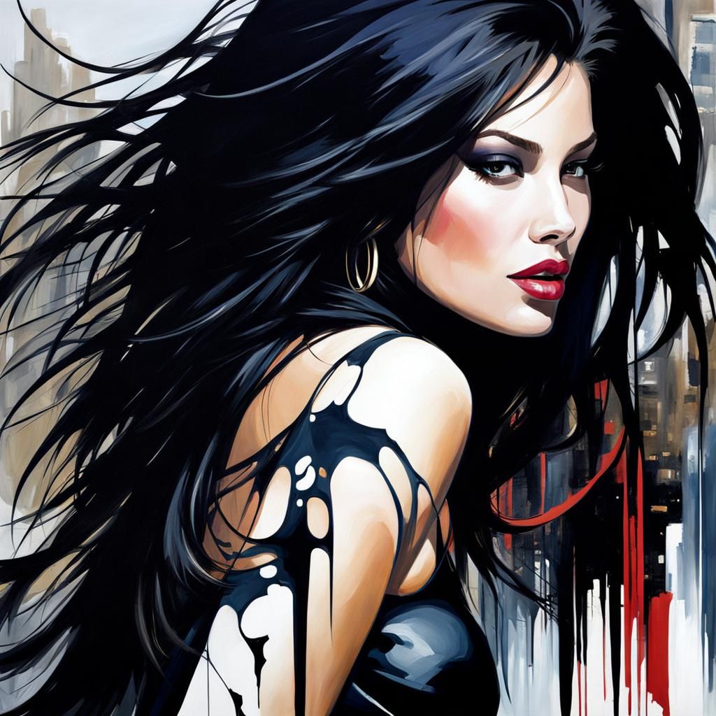 Ashley Graham in Abstract Cityscape Art