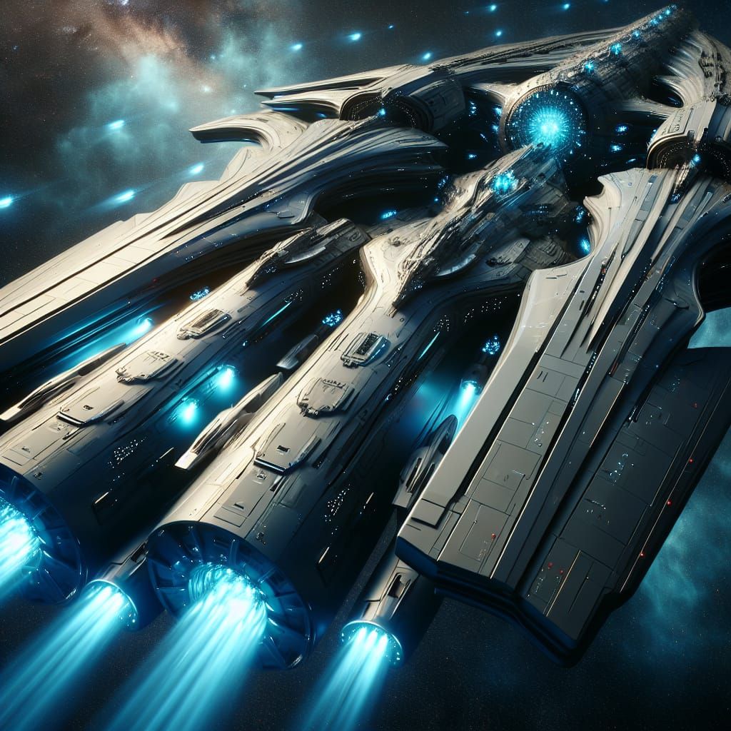 Futuristic Battleship Cruises Through the Cosmos