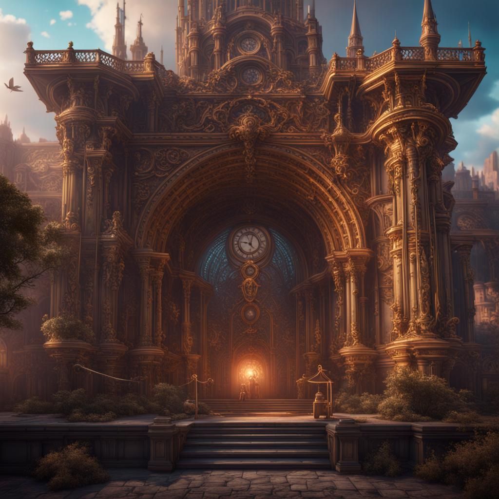 Fantastical Timeline in Detailed Matte Painting Style