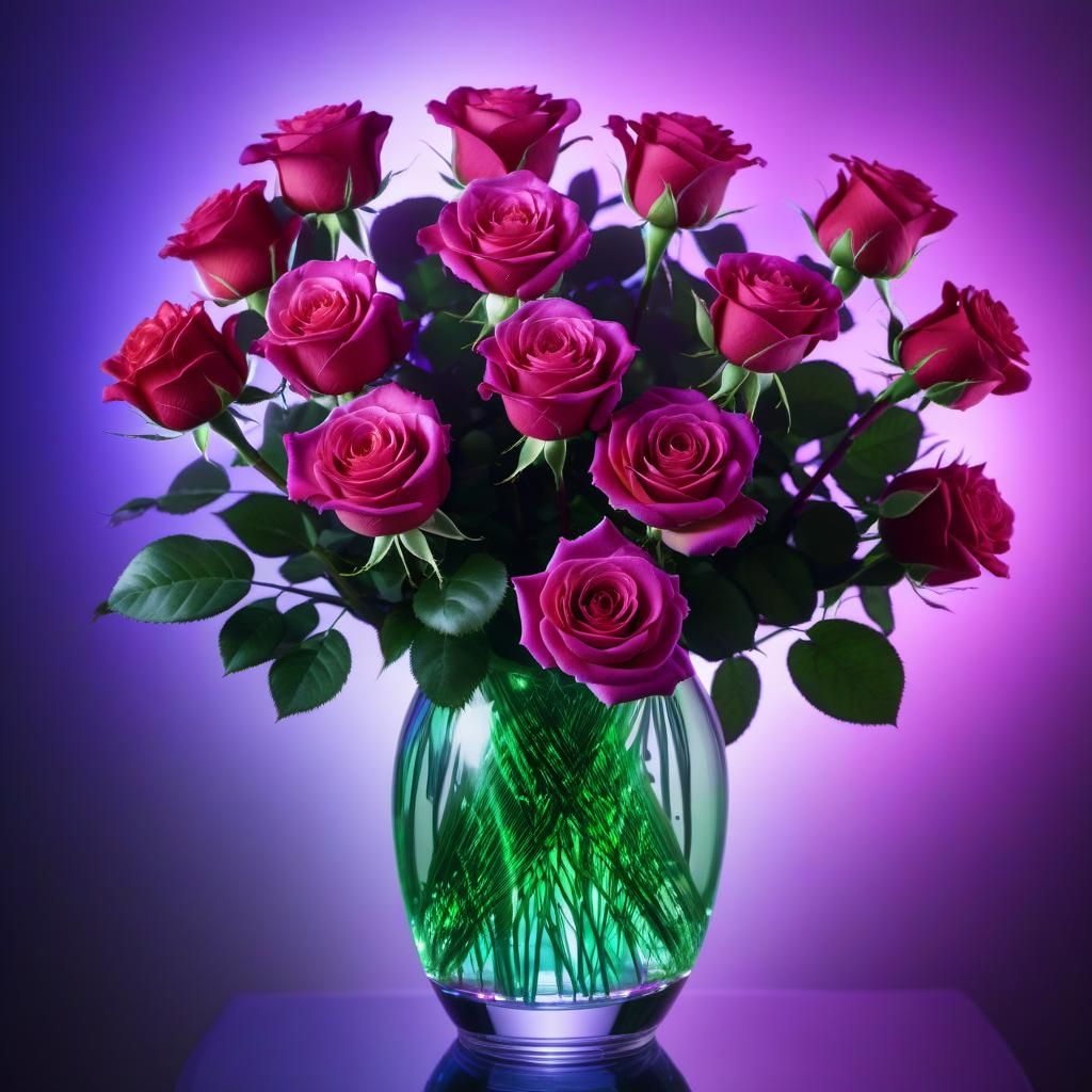 Ethereal Kirlian Photograph of Rose Bouquet