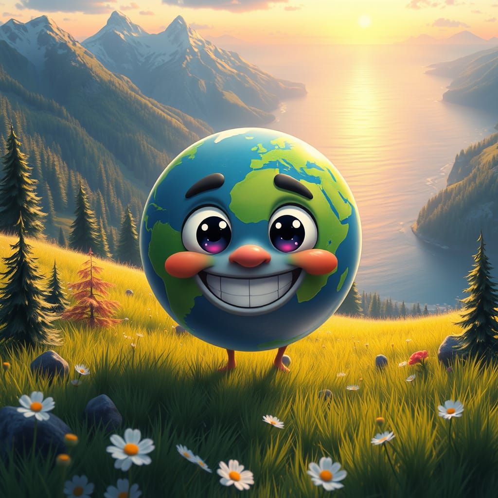 earth planet cute funny character
