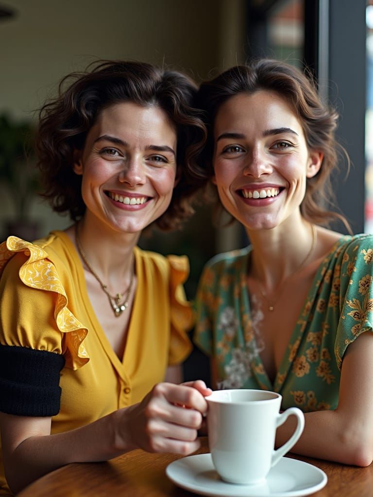 Photorealistic Portrait of Woman in Cafe
