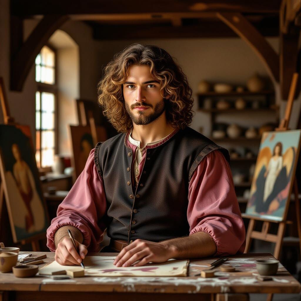 Young Leonardo da Vinci in Renaissance Florence