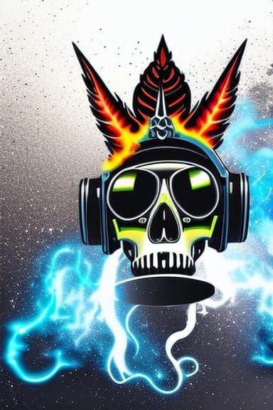 Psychedelic Unicorn Skeleton Album Cover Design