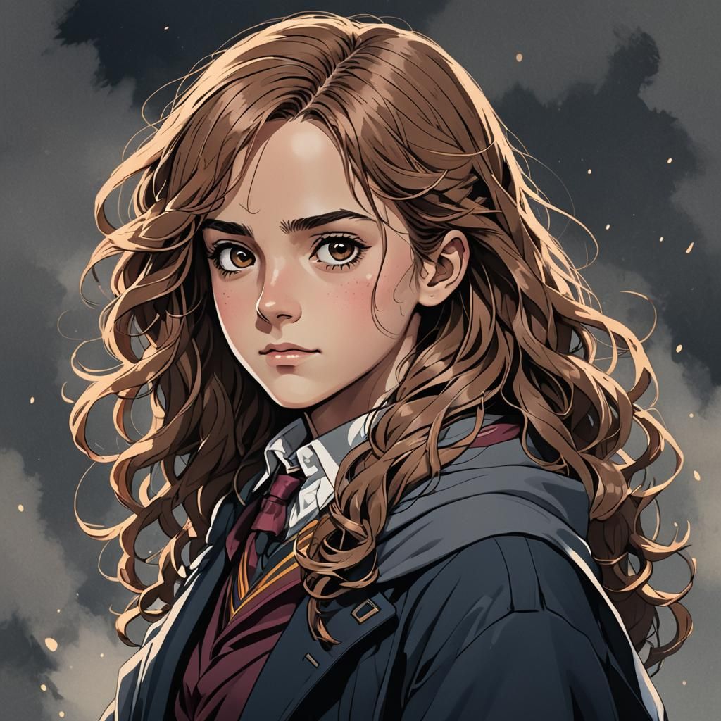 Hermione Granger Anime Art in Cel-Shaded Style