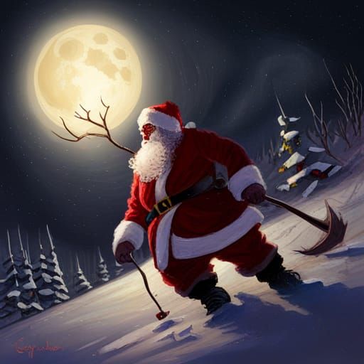 Sinister Santa Claus Delivers Death in Fantasy Art