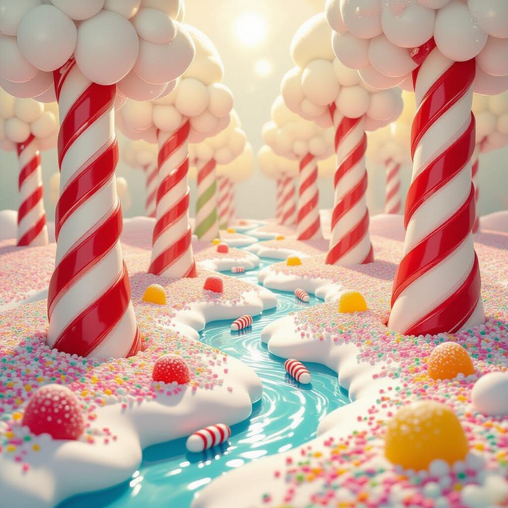 Candy Cane Forest with Gummy Worms and Sprinkles