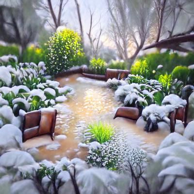 Snowy Garden in Beautifully Lit 8k Resolution