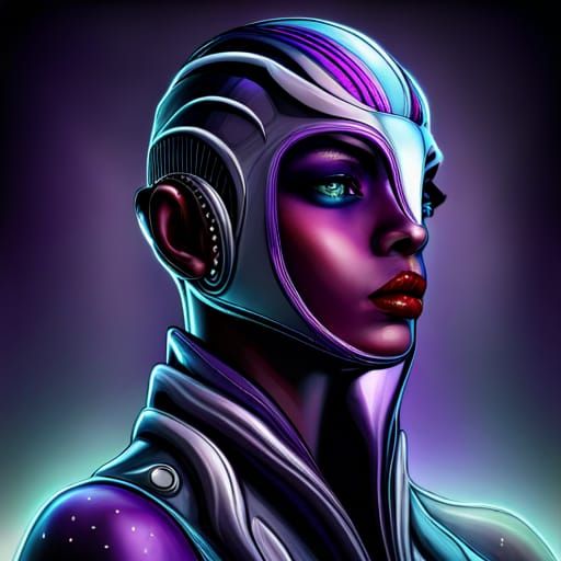 warframe woman, biopunk, silver, gold, purple, 8k resolution concept art portrait by H.R. Giger, Hyperrealistic, splash ...