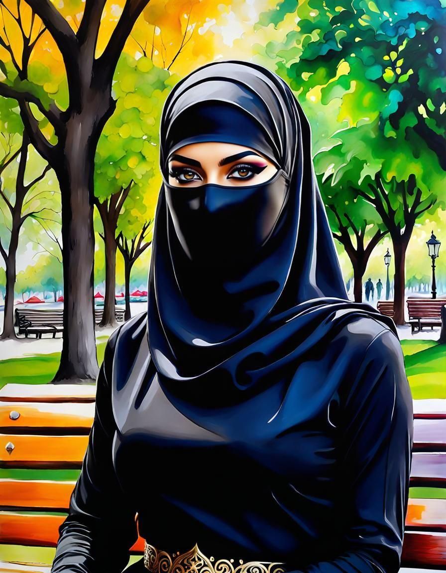 Psychedelic Alcohol Ink Niqabi Portrait in Park