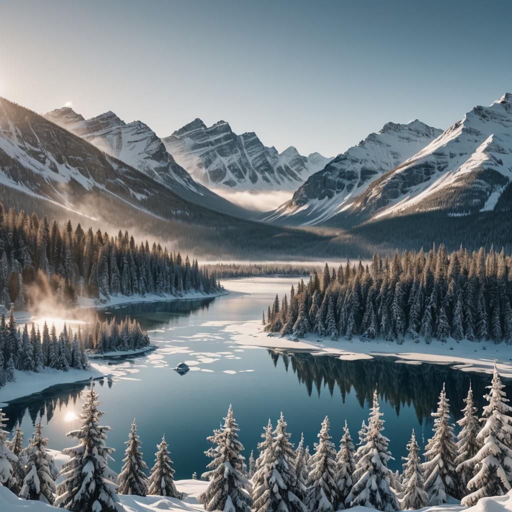 Snowy Canadian Mountains Winter Landscape Photography