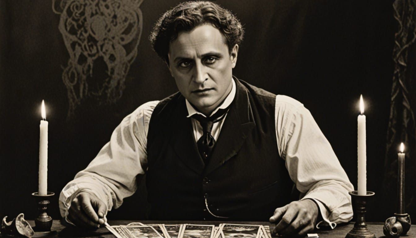 Mystic Houdini Contemplates the End in a Haunted Study