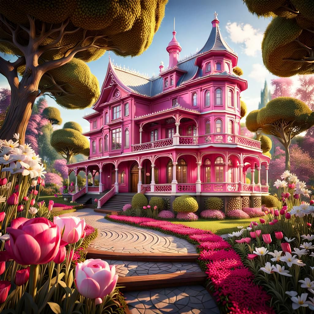 Vintage Wooden House and Garden in Detailed Digital Art