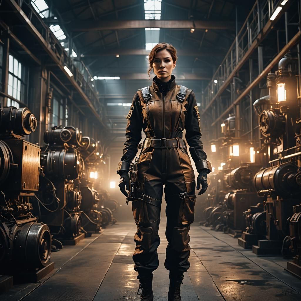 Voss Corporation Member in Steampunk Industrial Space