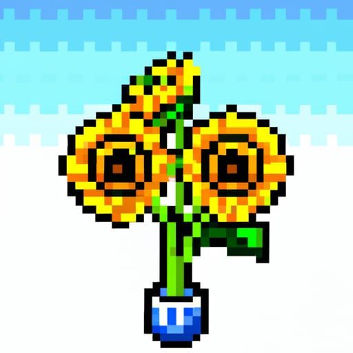 Sunflower Bouquet Pixel Art Illustration