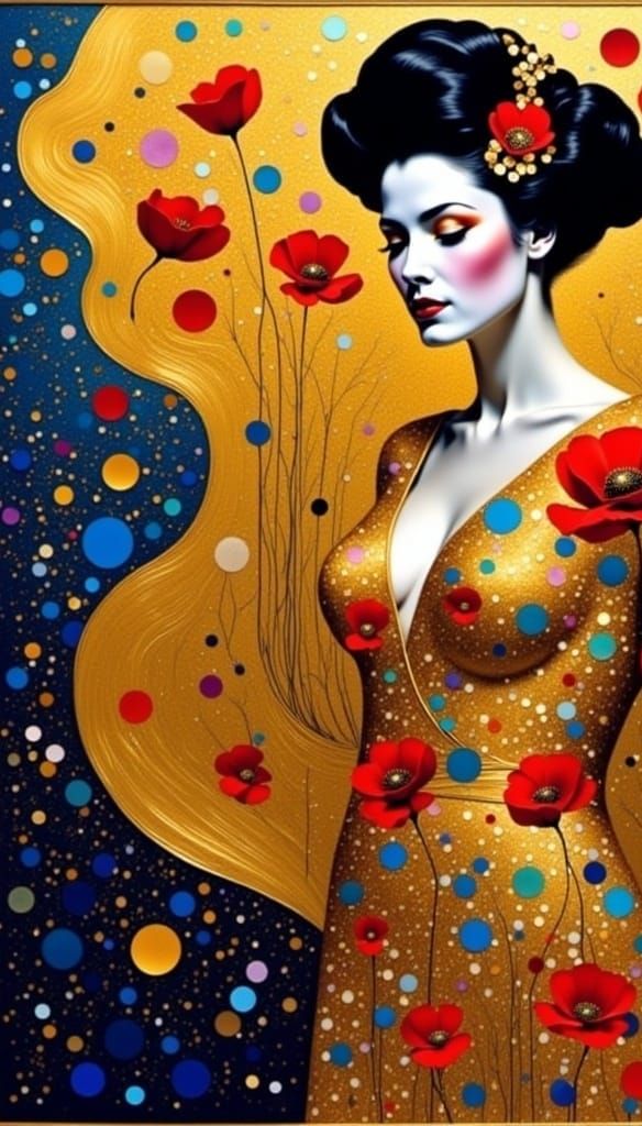 Golden Woman Portrait in Vienna Secession Style