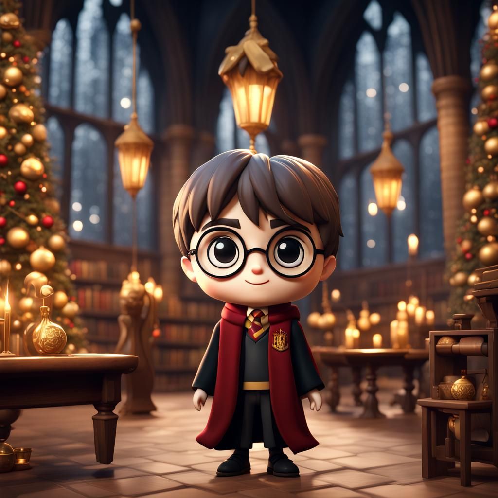 Chibi Harry Potter Christmas at Hogwarts