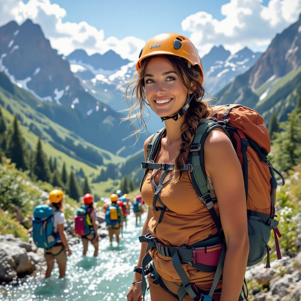 Canyoning Mom's 40th Birthday Art, Expressionist Style