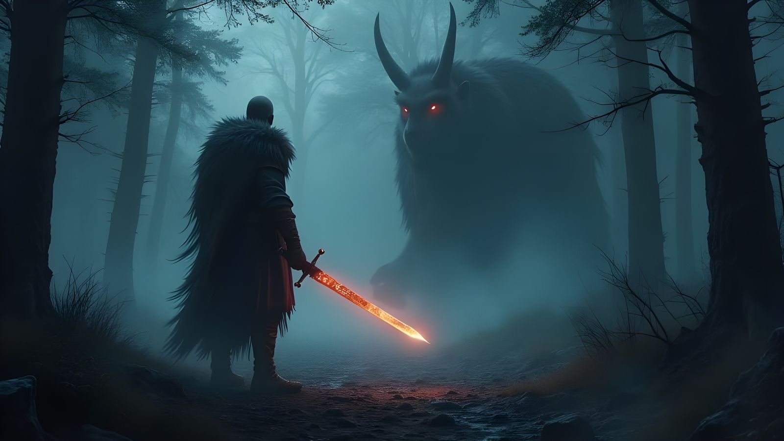 Norse Warrior Confronts Fear in Dawn's Early Light