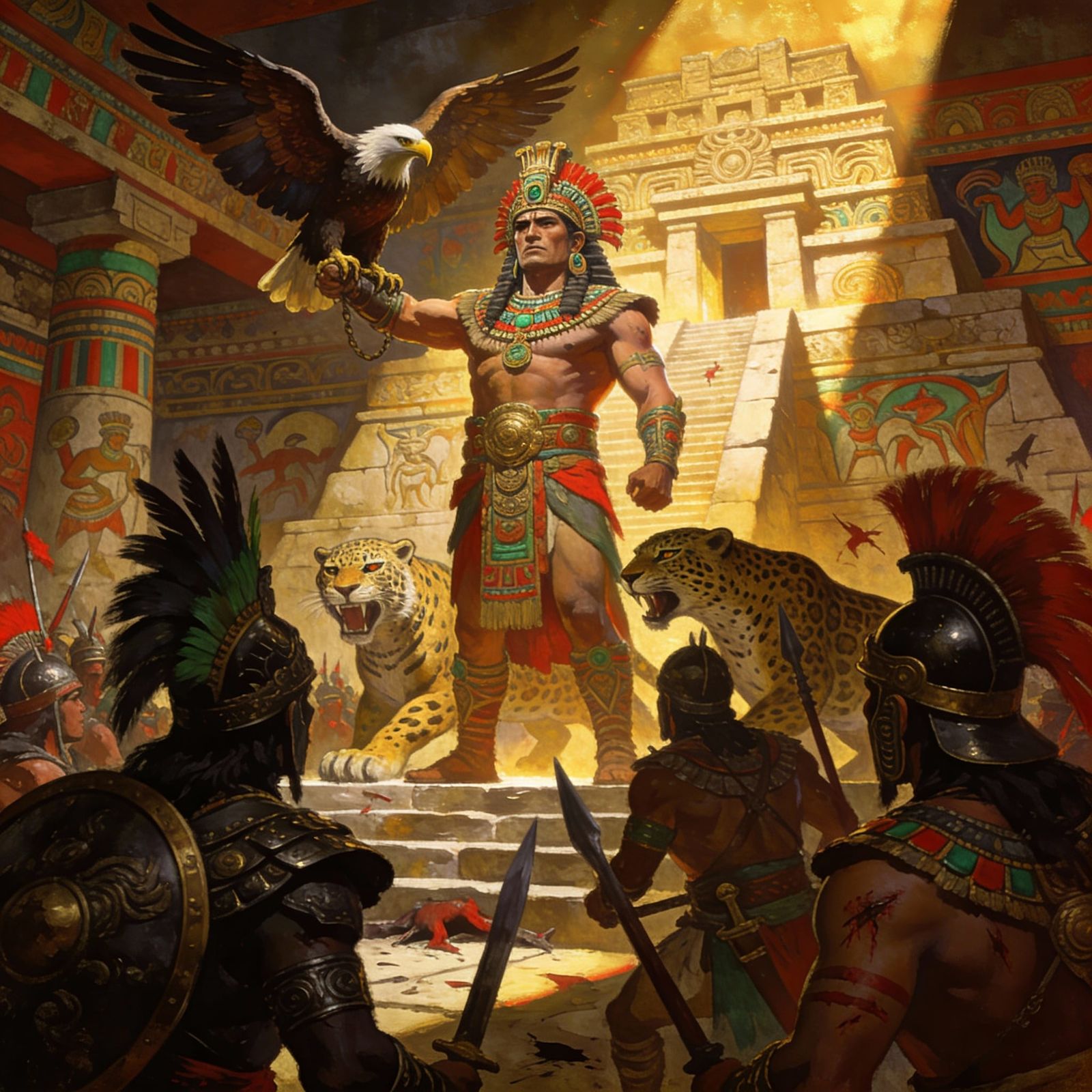Aztec King Cuitláhuac with Warrior Elite in Victory
