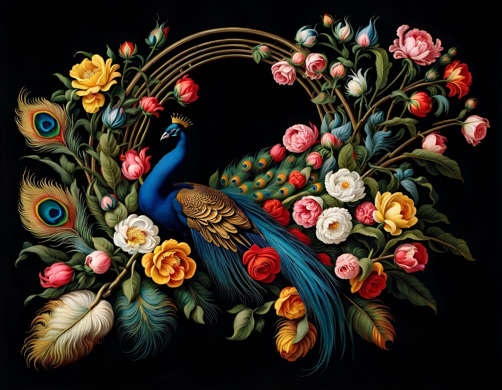Decorative Peacock in Baroque Style