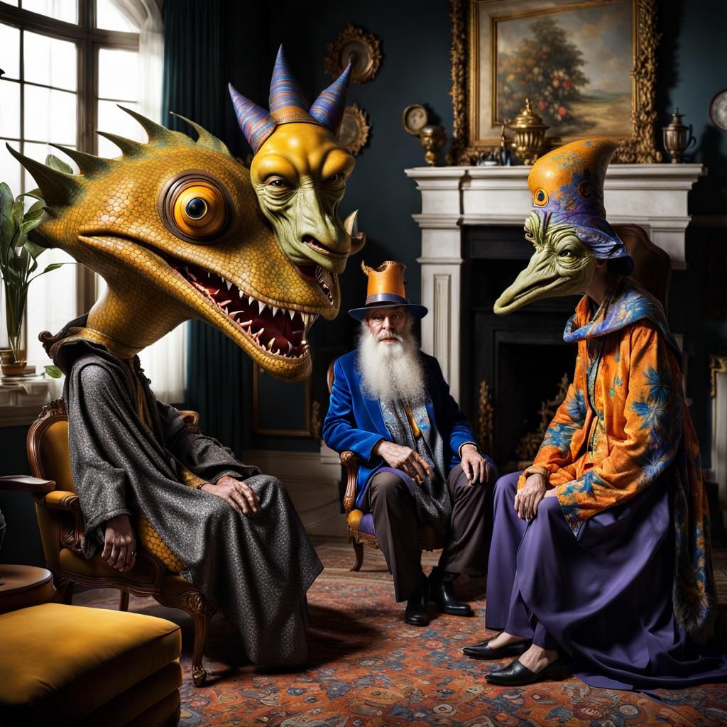 Extravagant Alien Characters in a Bizarre Cosmic Dreamscape