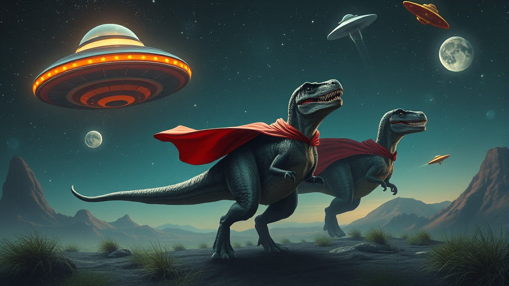 Dinosaurs in Capes Arriving in UFOs