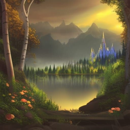 High Fantasy Elven City in Summer Sunlight