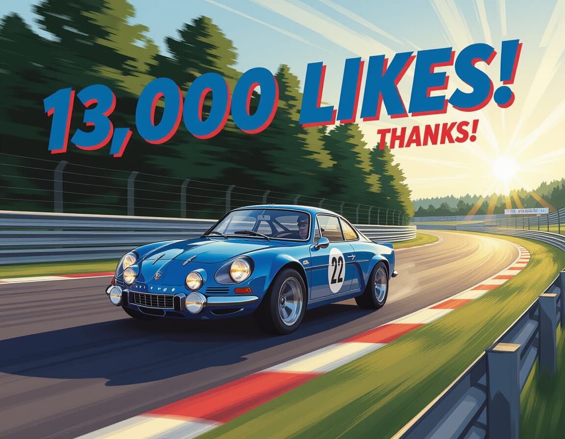 1972 Alpine A110 Races at Le Mans in Comic Style