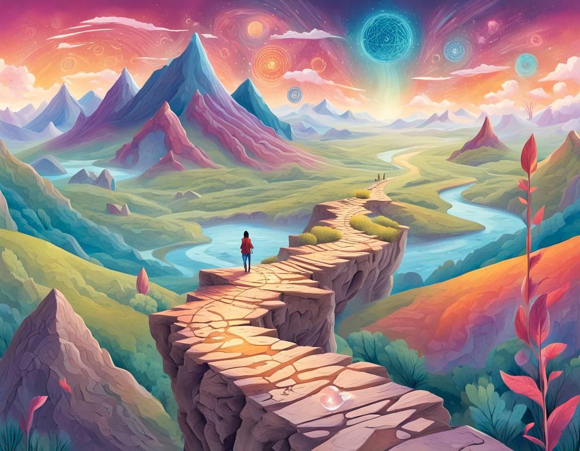 Mystical Landscape Journey: Panoramic Illustration