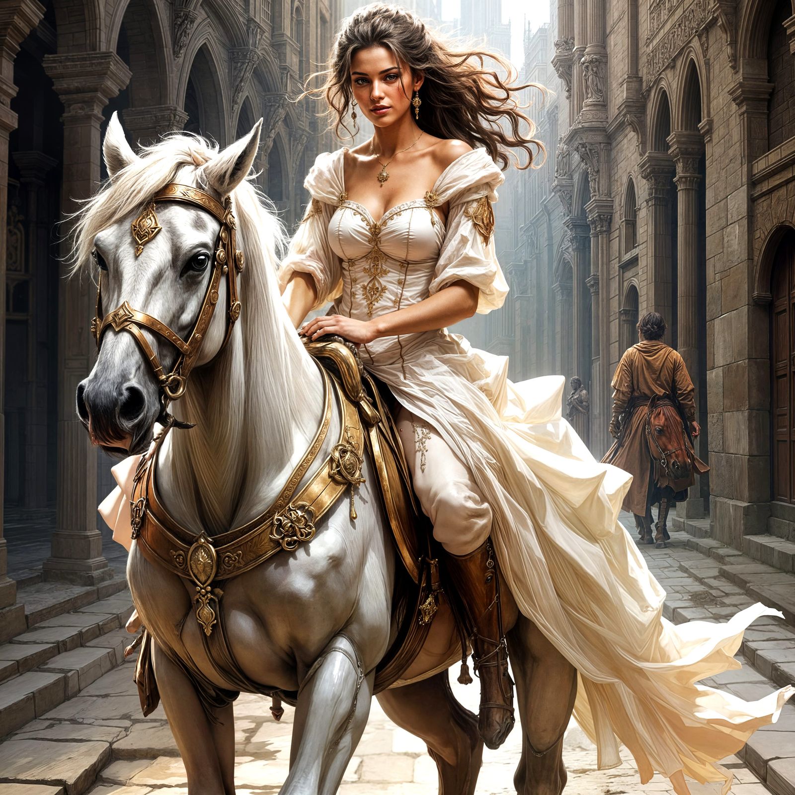 Ethereal Lady Godiva Portrait in Flux Style