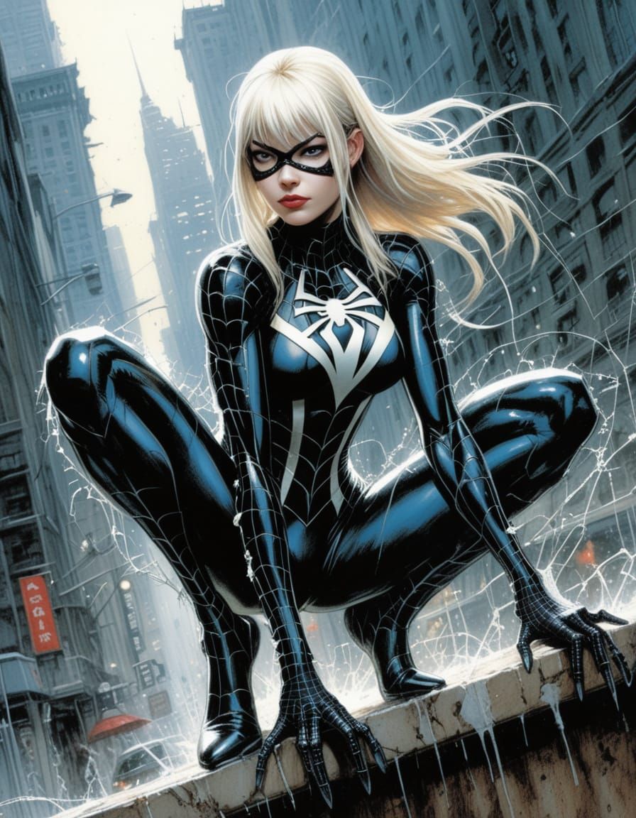 Gwen Stacy Spidergirl in Dynamic Action Pose