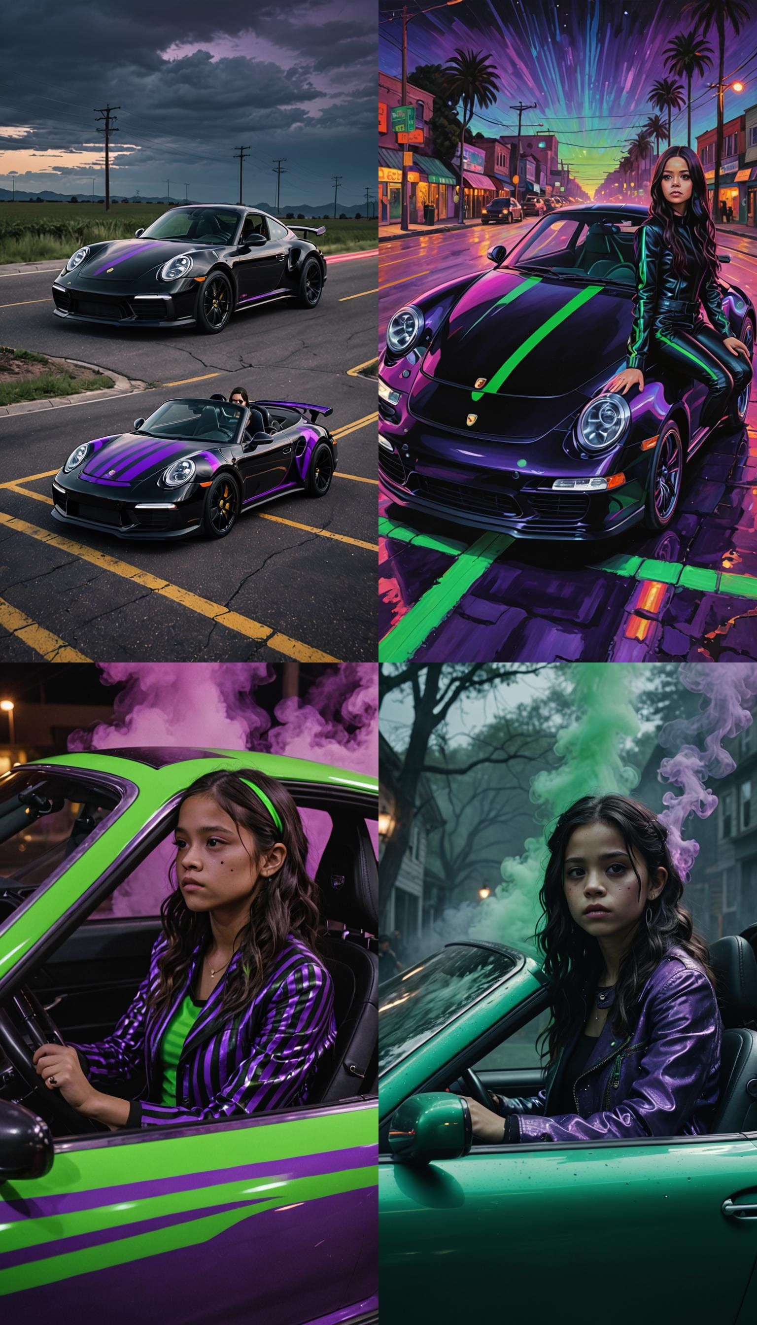 Beetlejuice Porsche 911 with Jenna Ortega
