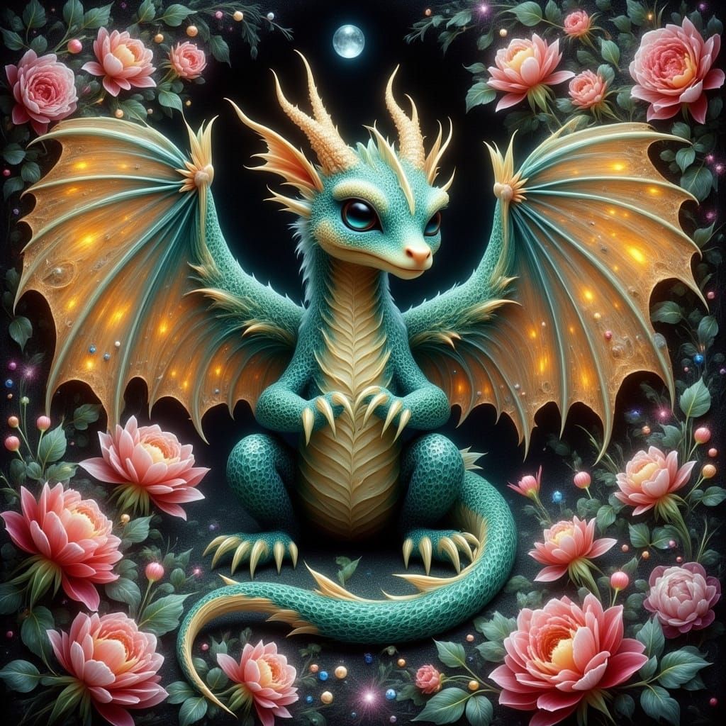 Dreamy Enchantment: A Baby Dragon on Diamond Art