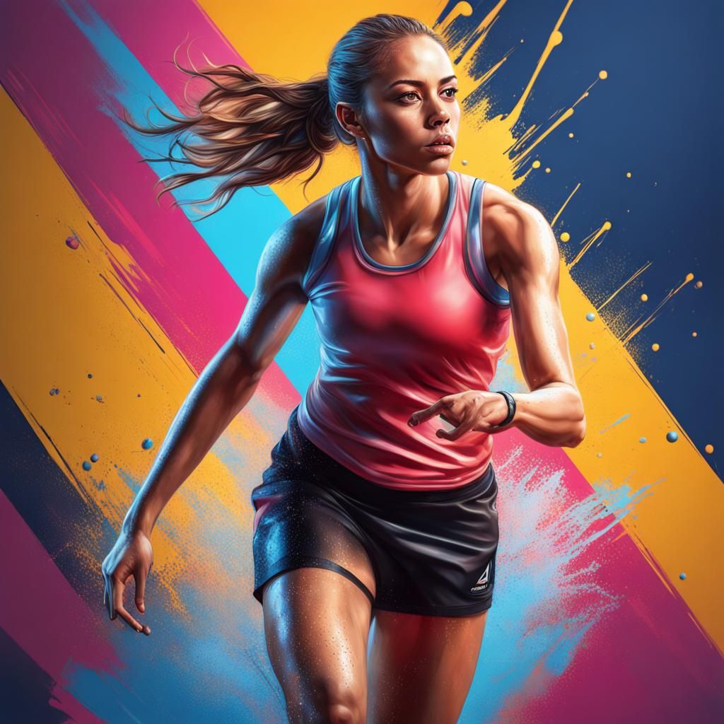 Hyperrealistic Sport Girl in Splash Art Style