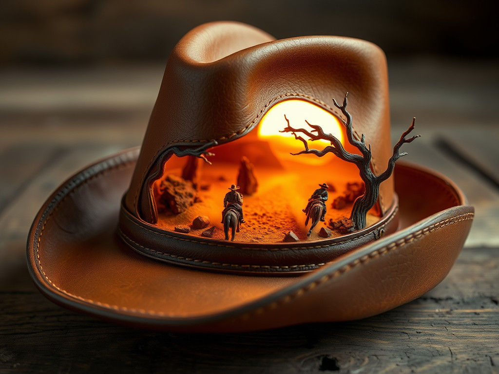 Wild West Diorama on Cowboy Hat