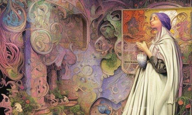 Colorful Vestal Virgin in Comic Book Style