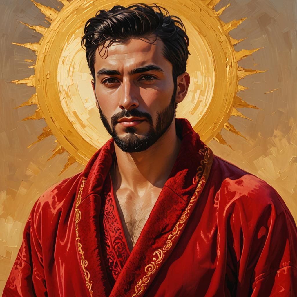 Turkish Male Portrait in Impasto Gouache Style