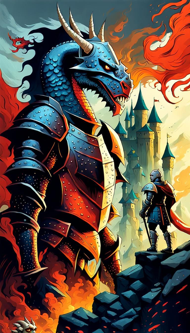 Knight and Dragon in Epic Fantasy Artwork