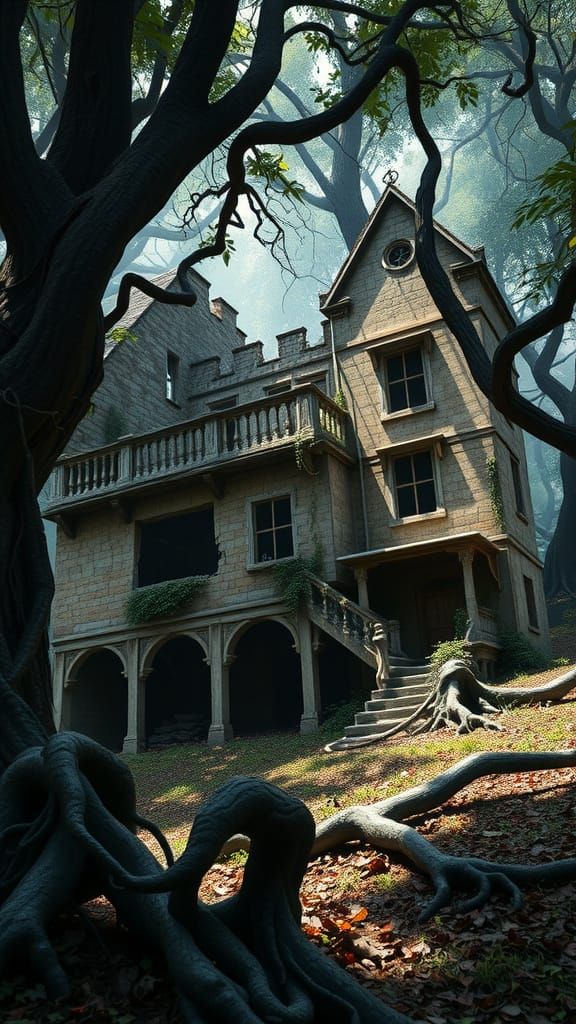 Abandoned Villa in Forested Ruins