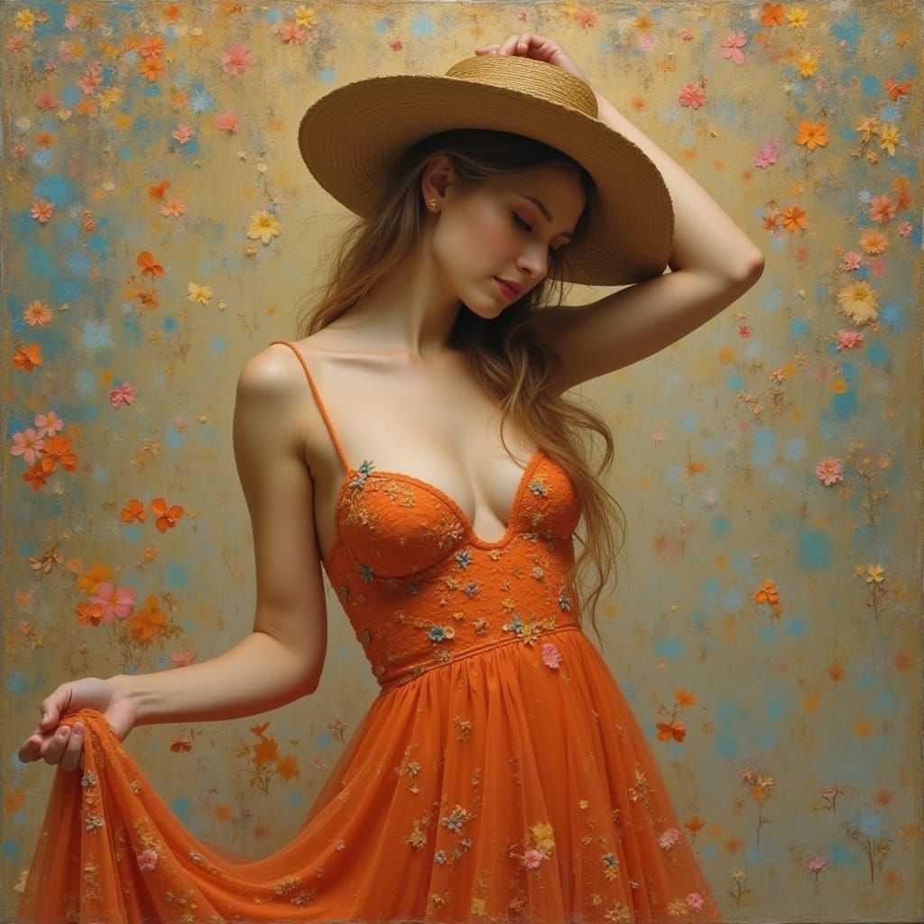 Elegant Woman Portrait in Art Nouveau Style