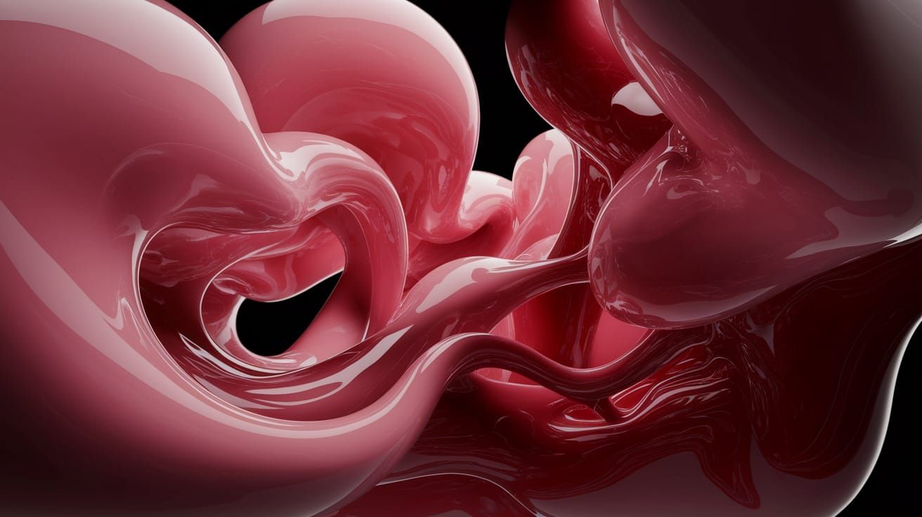 Biomorphic Surrealism: Organic Forms in Pink and Red