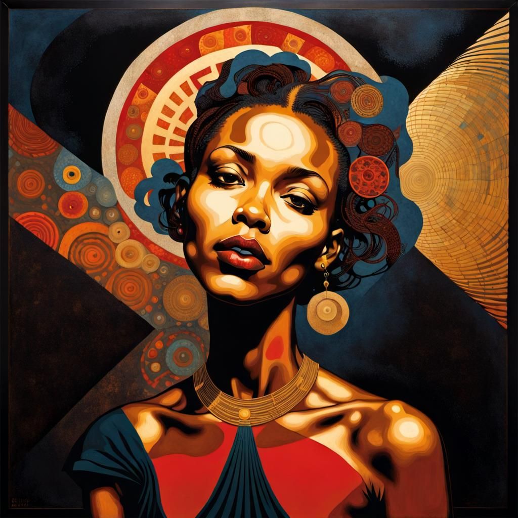 Woman Singing on Stage in Mixed Media Style