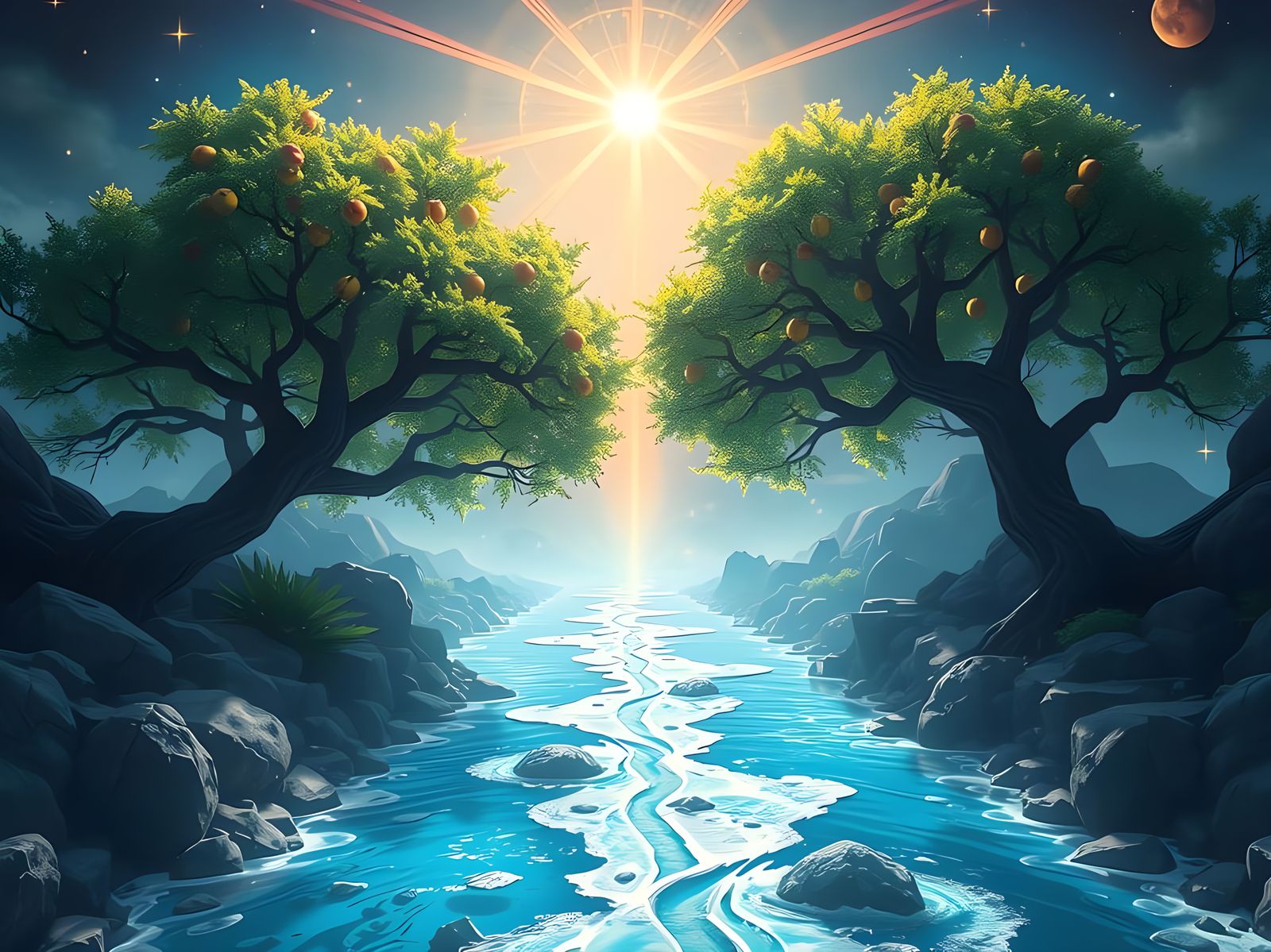 Radiant City of God and the Lamb in Crystal River Landscape